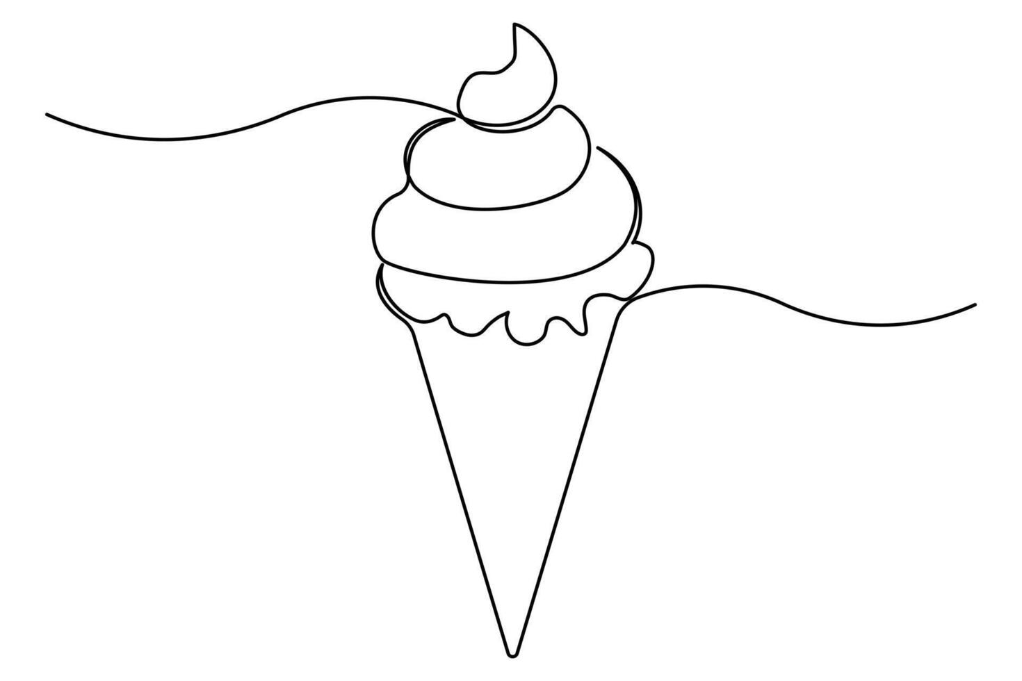 Ice cream single-line drawing of art illustration vector