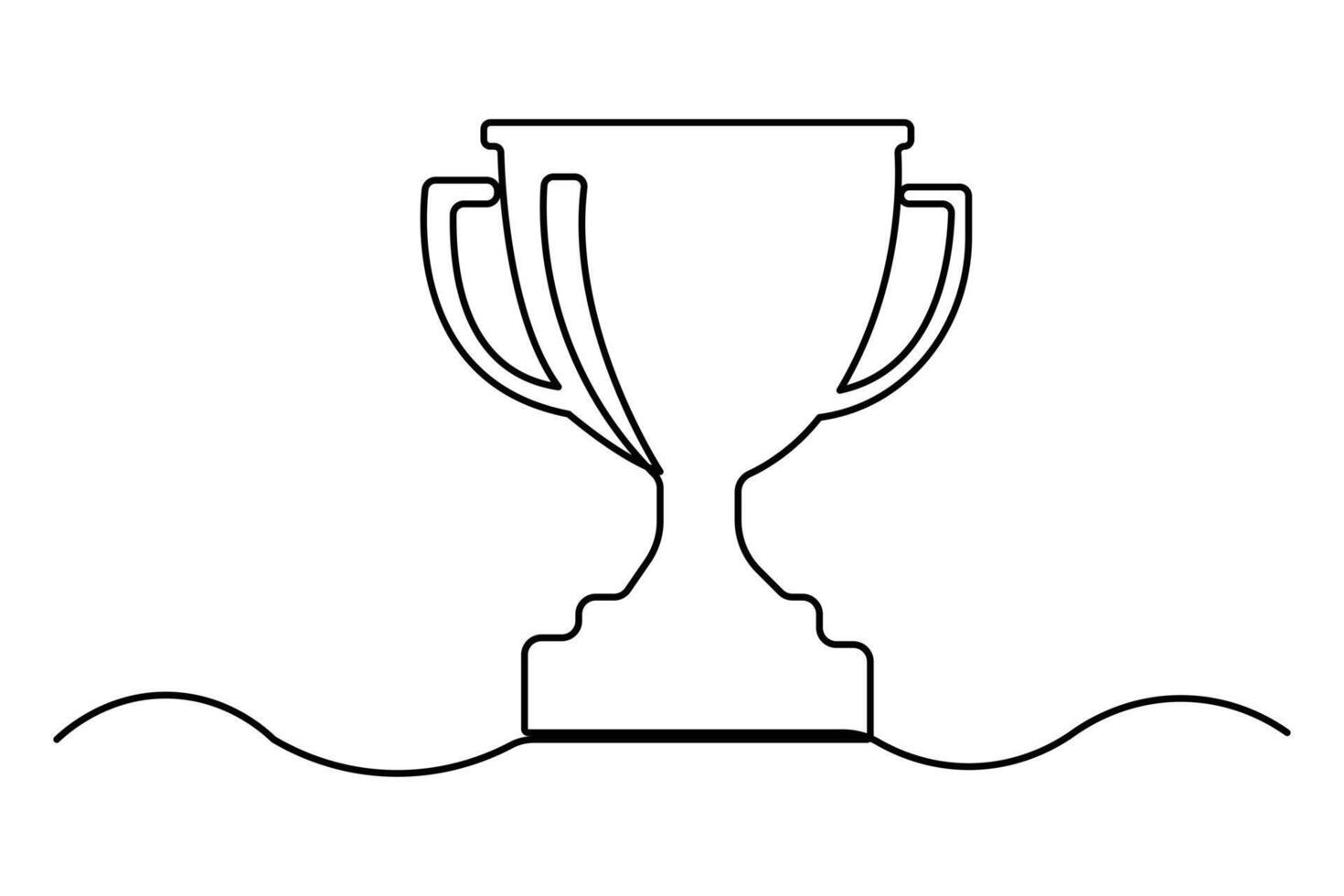 Continuous one line art drawing Winner trophy outline art illustration vector