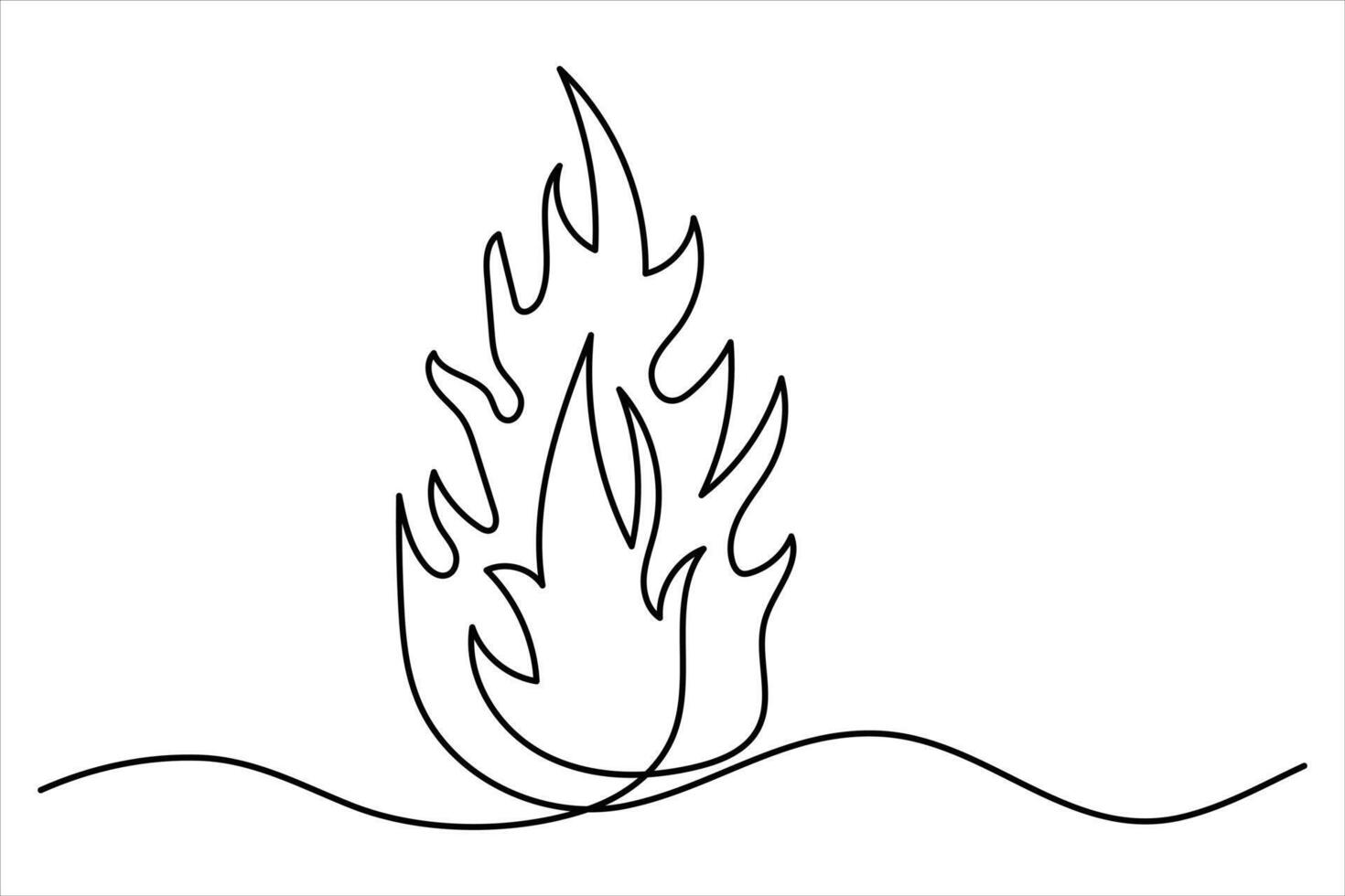 Continuous one line drawing of fire flame. Bonfire concept single line line art illustration vector