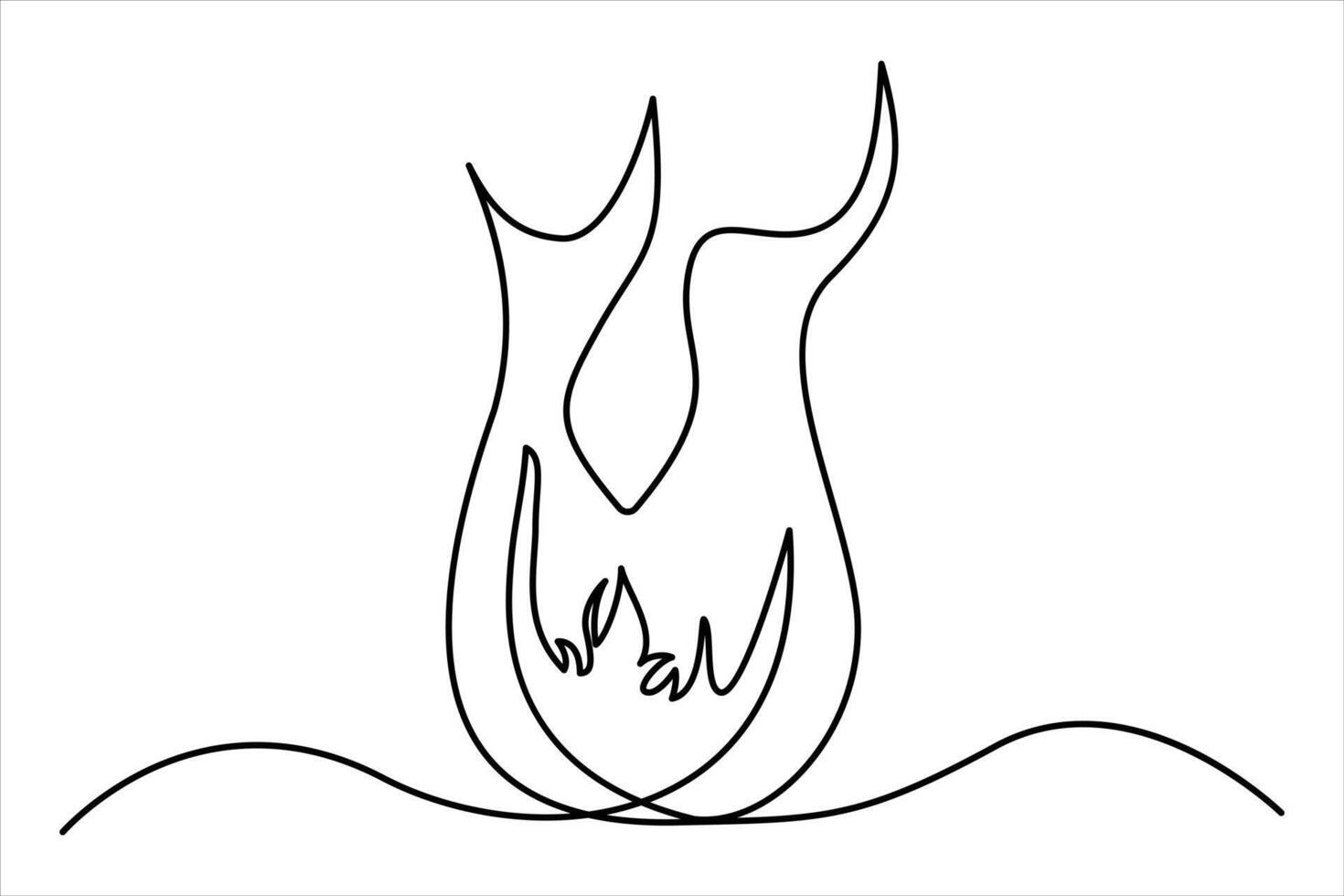 Continuous one line drawing fire flame. Bonfire concept single line outline art illustration vector