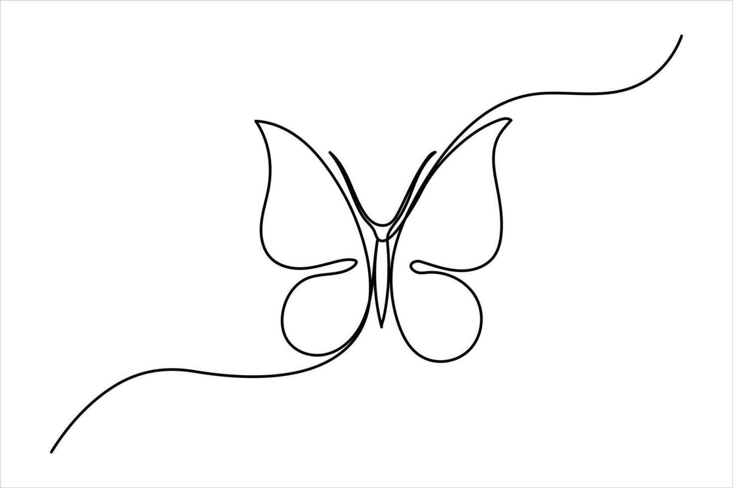 Continuous one line drawing of a butterfly Hand drawn minimalism style outline illustration vector