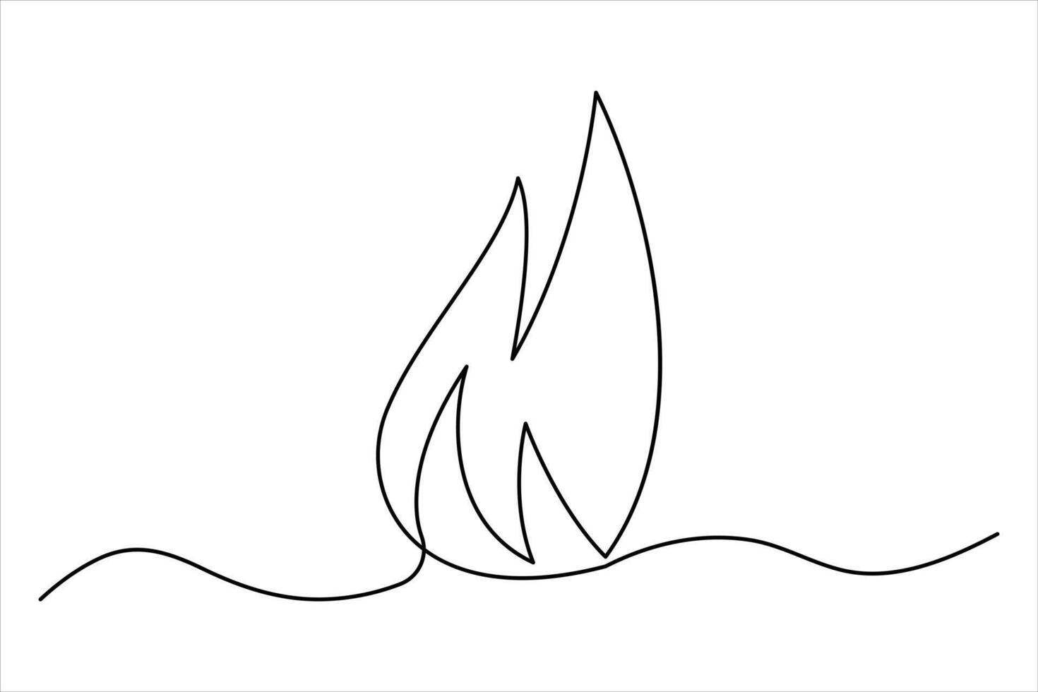 Continuous one line fire flame. Bonfire concept single line concept outline art illustration vector