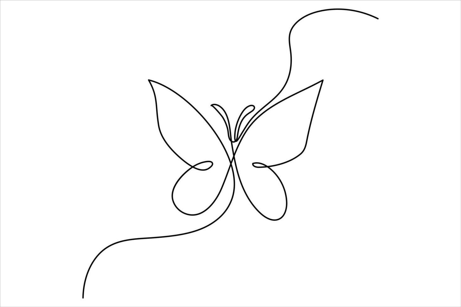 Continuous line drawing of butterfly illustration vector