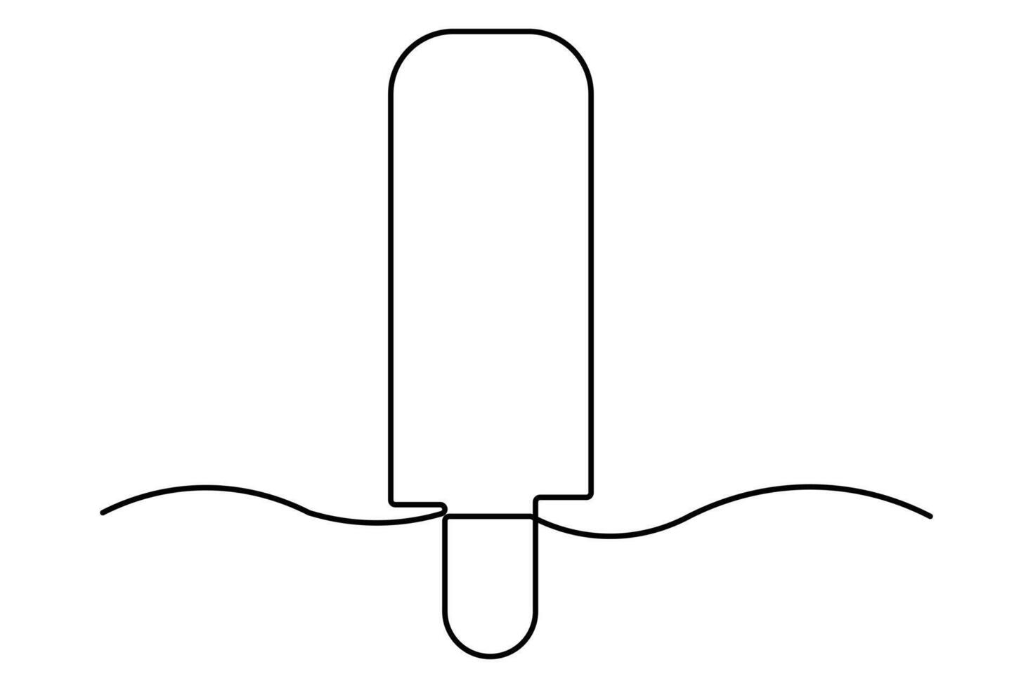 Continuous One line drawing of Ice cream isolated on white background outline illustration vector