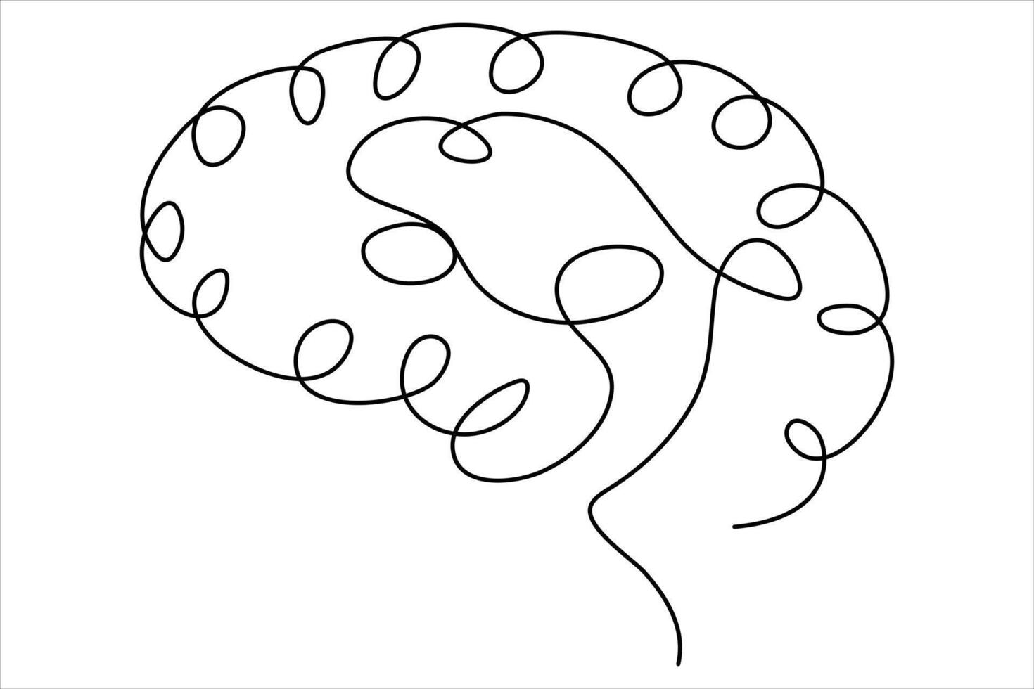 Human brain candle single line drawing outline illustration vector