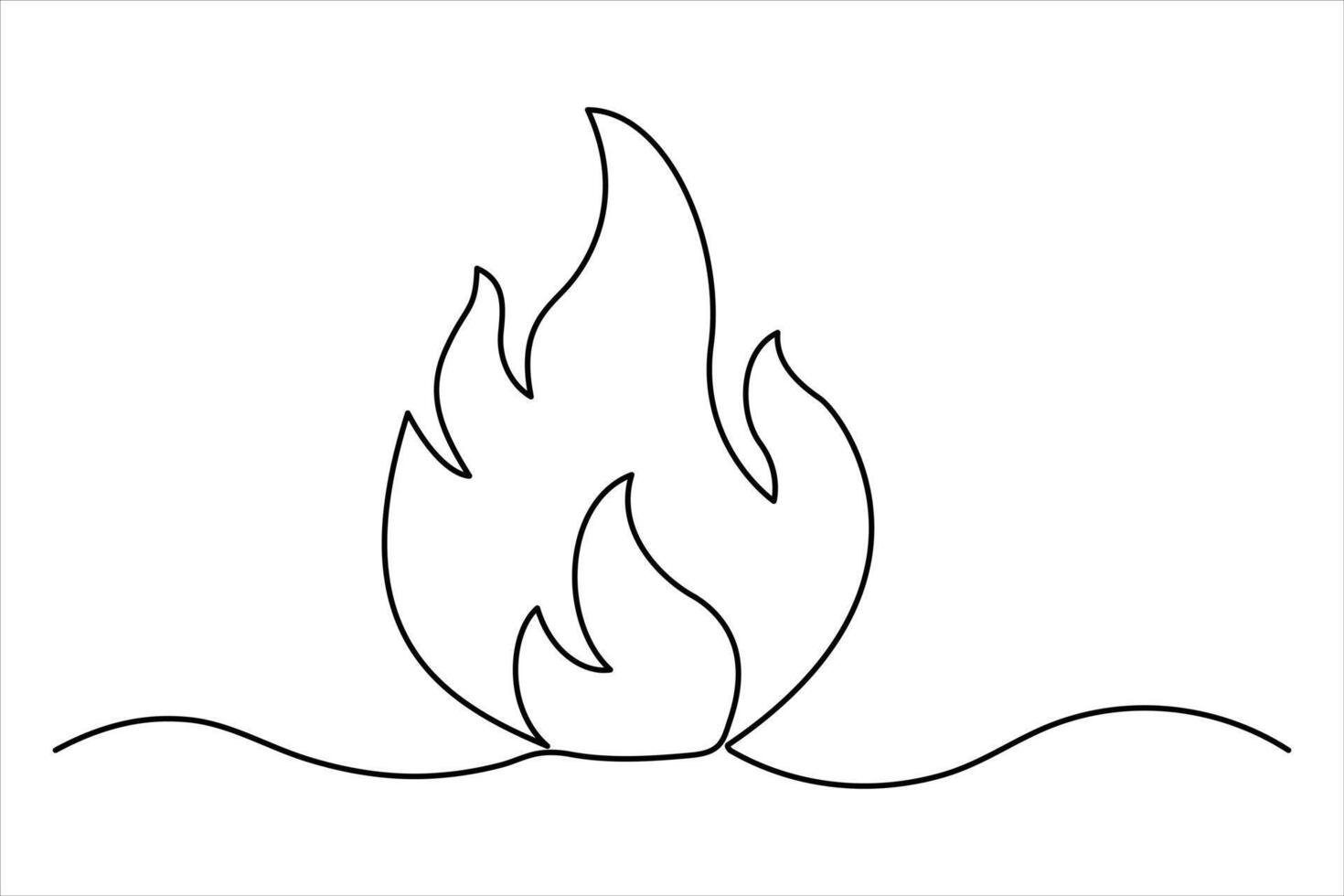 Continuous one line drawing offire flame. Bonfire concept single line outline art illustration vector