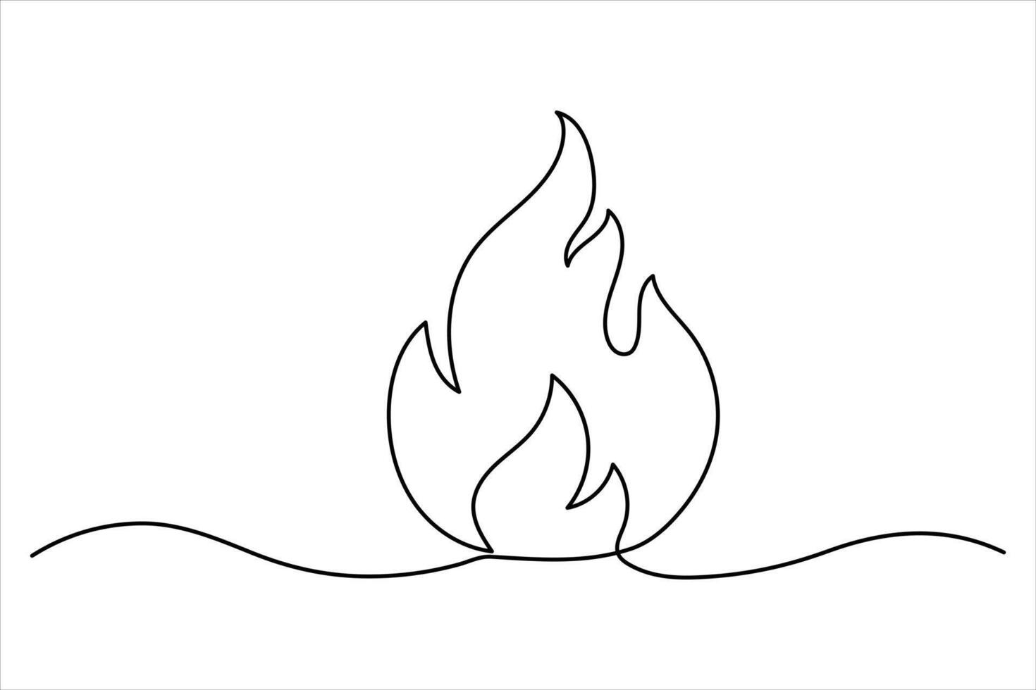 Continuous one linefire flame. Bonfire concept single line outline art illustration vector