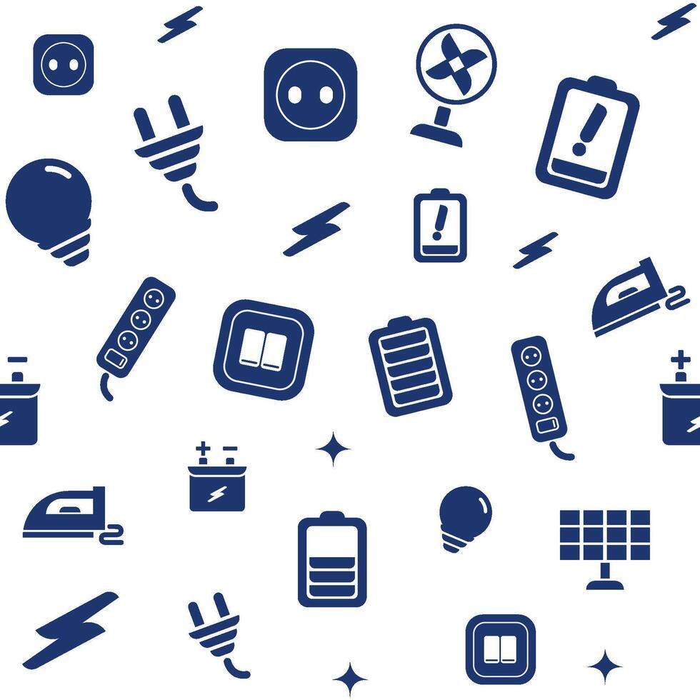 Seamless Pattern electric monocrome icons vector