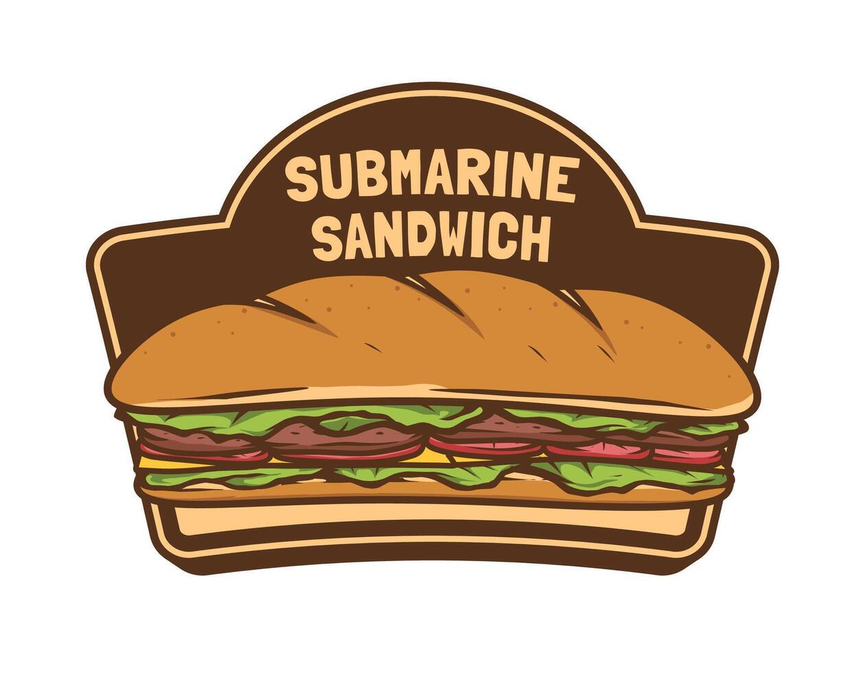Submarine sandwich logo badge template vector