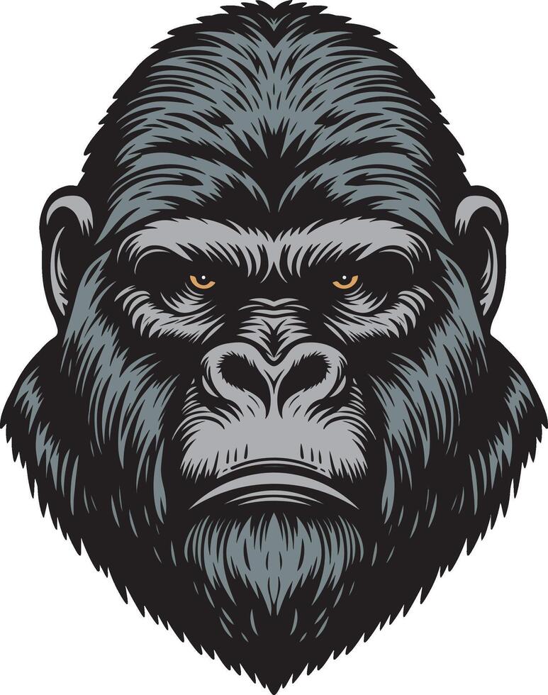 Gorilla head illustration detailed vector