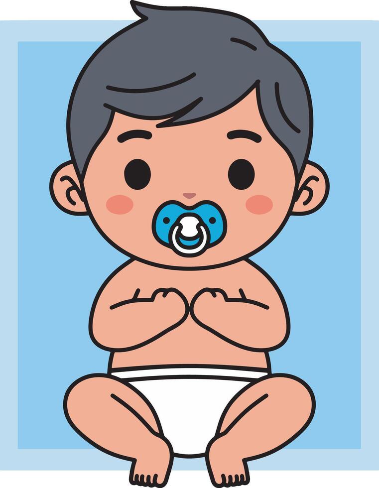 Baby with baby pacifier cartoon vector