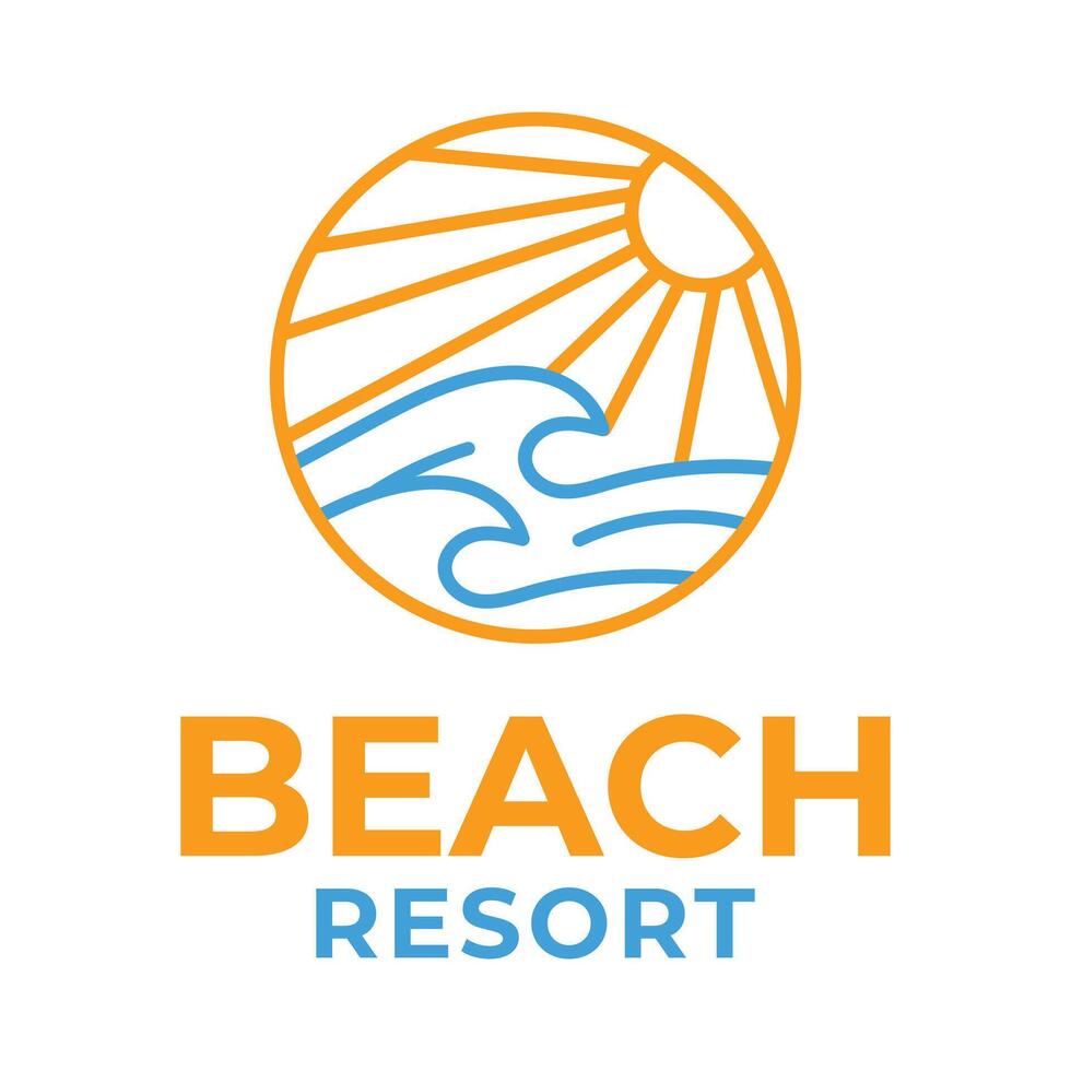 beach resort flat minimalist logo design vector