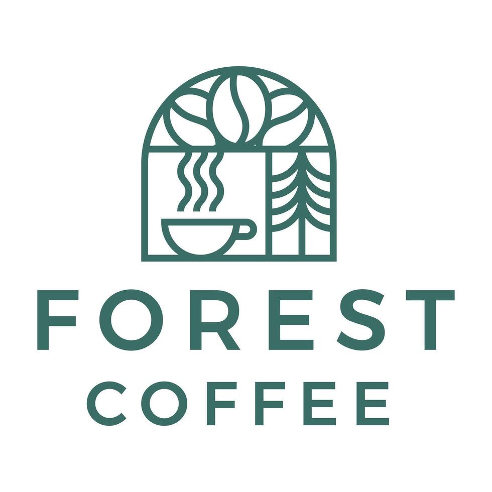 forest coffee flat minimalist logo design vector