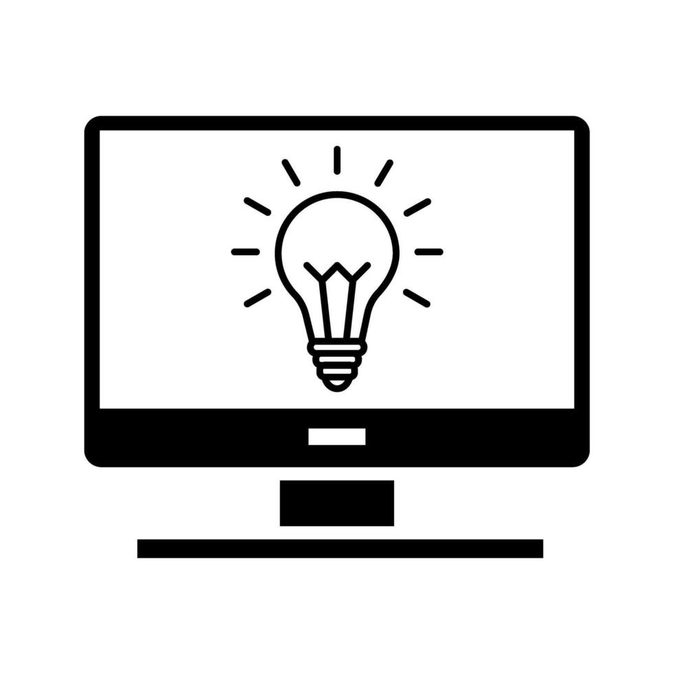 monitor with lightbulb vector