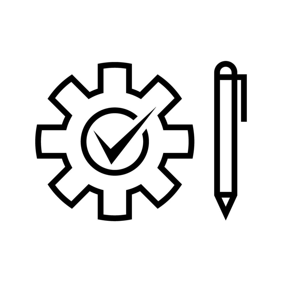 Cogwheel with checkmark and pen vector