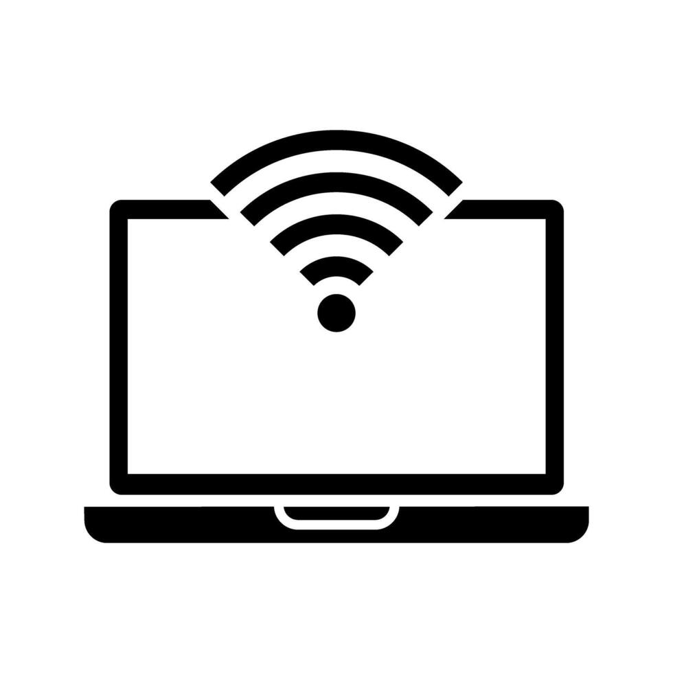 laptop with wireless icon vector