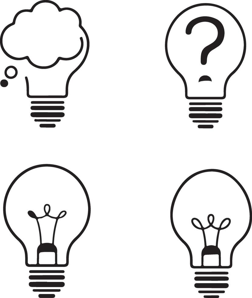 Lightbulb Icons Idea, Creativity, Inspiration, Thought, Question, Solution vector