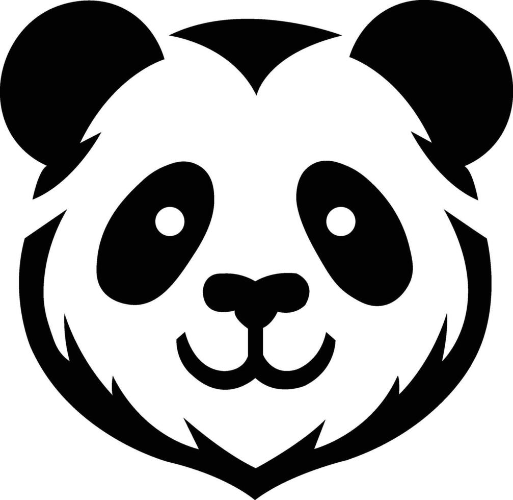 Silhouette of Panda head icon vector