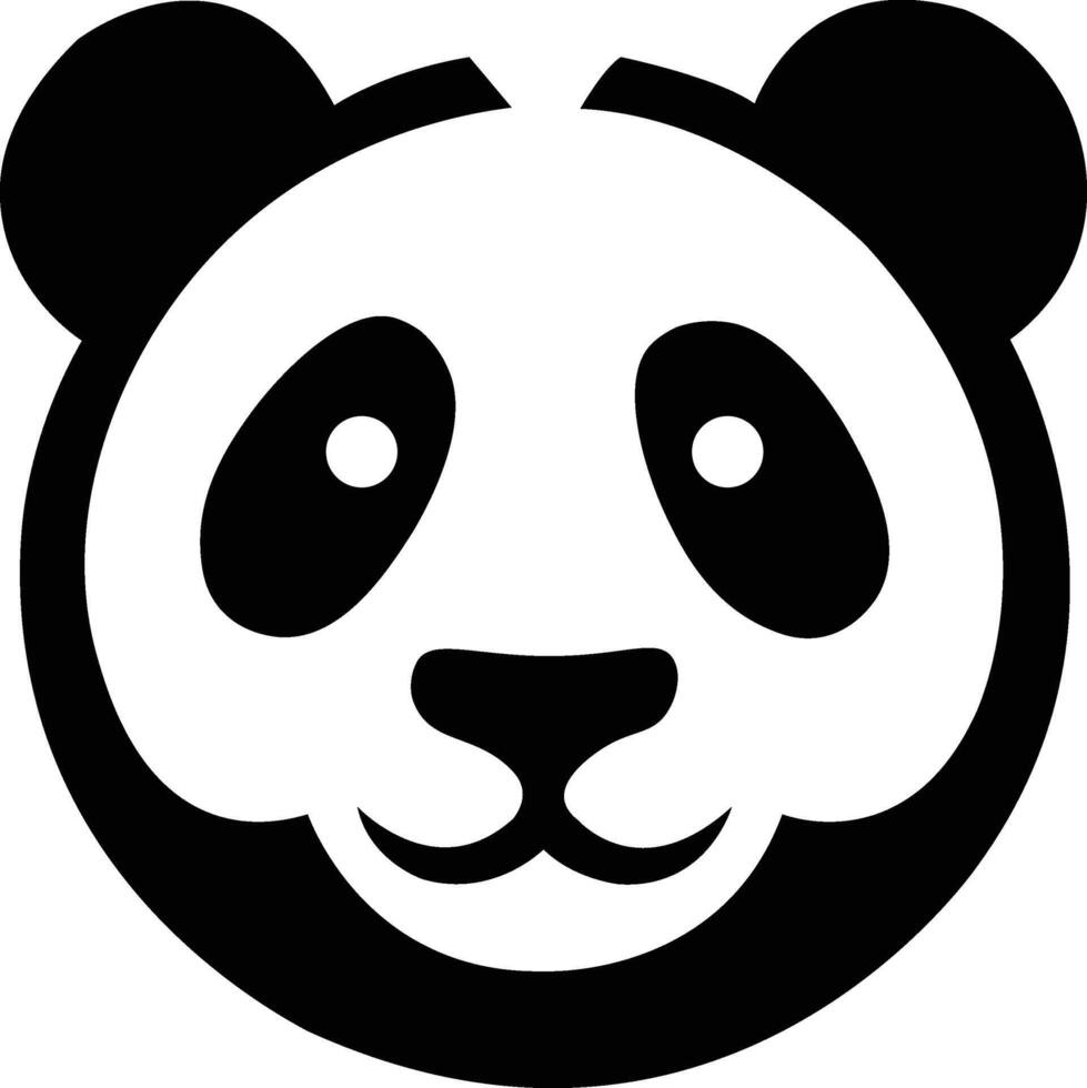 Black and White Panda Face Icon vector