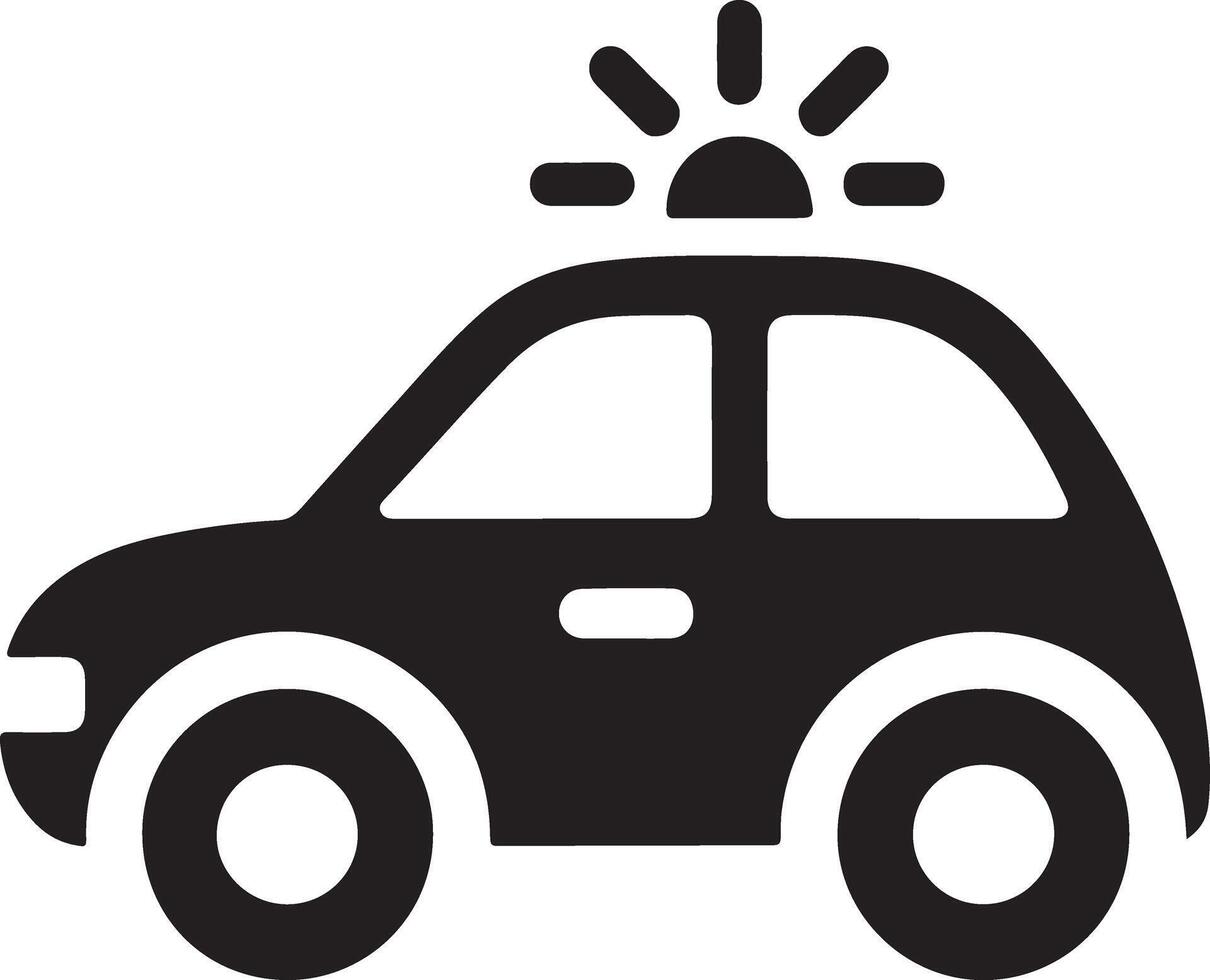 Black and White Car Icon with Rotating Light vector
