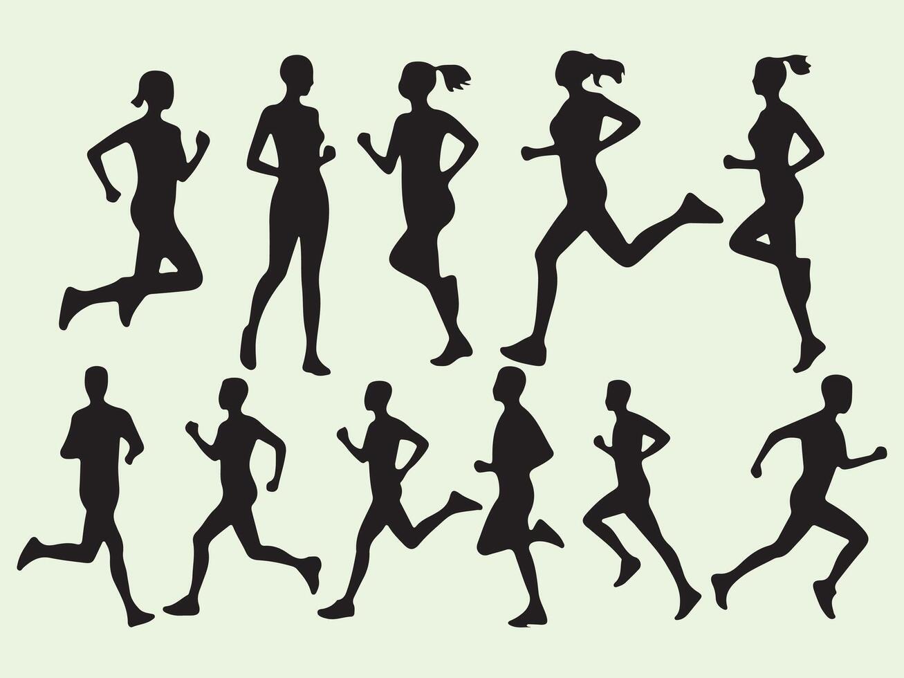 Silhouettes of Runners in Motion, Athletic Activity vector