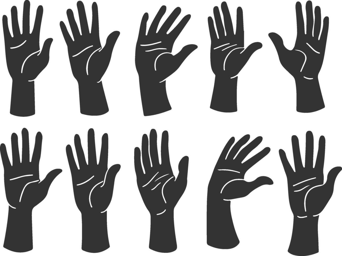 Hand Positions Icon Set Black Silhouettes vector