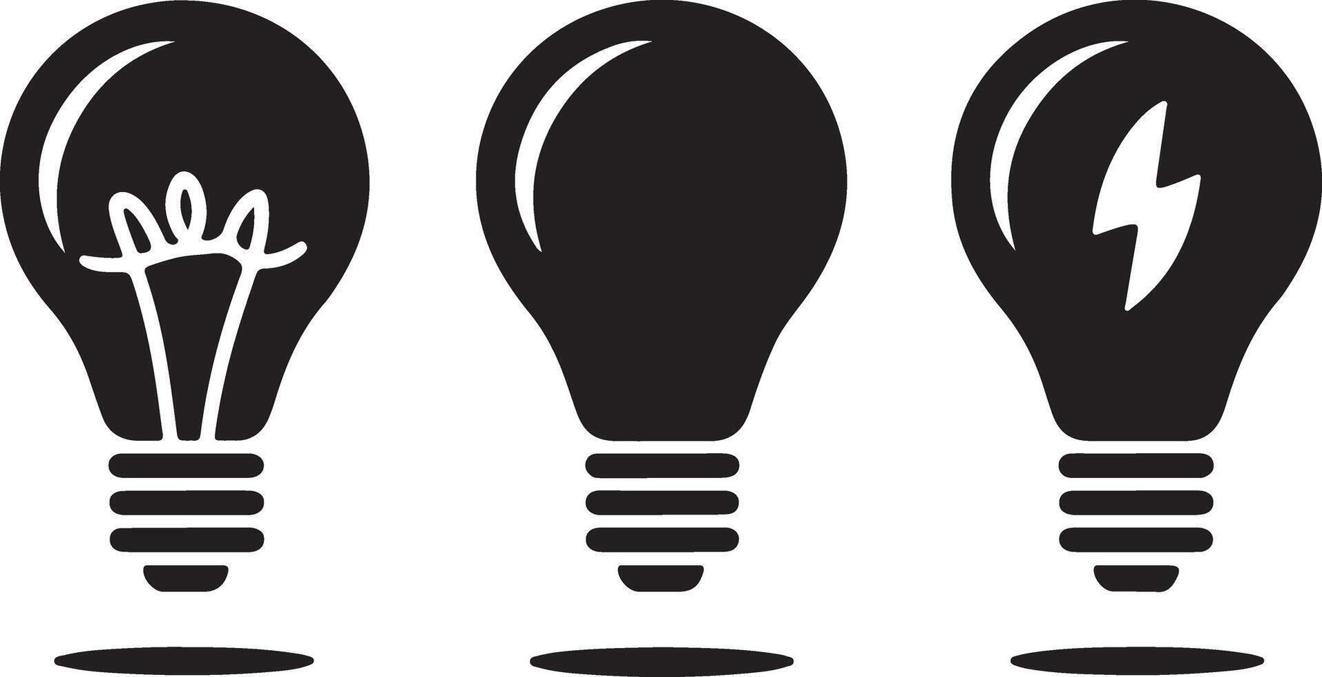 Three Light Bulb Icons with Different Symbols vector