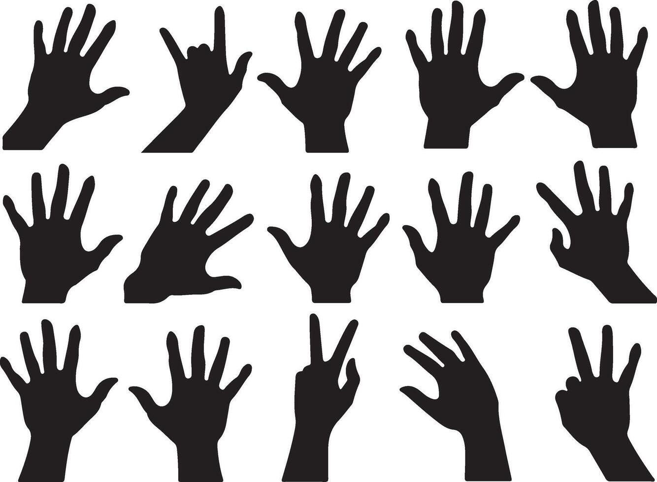 Black Silhouette Hand Positions Icons Set EPS vector