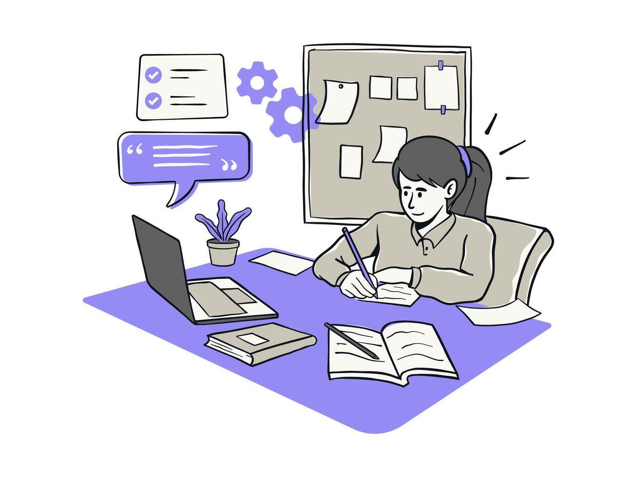 Illustration of online learning and studying vector