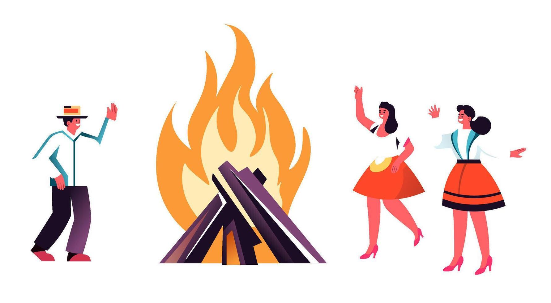 Traditional Dance Around Campfire vector