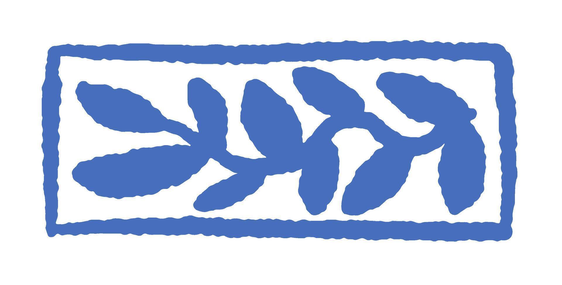 Minimalist Blue Leaf Rectangle Border vector
