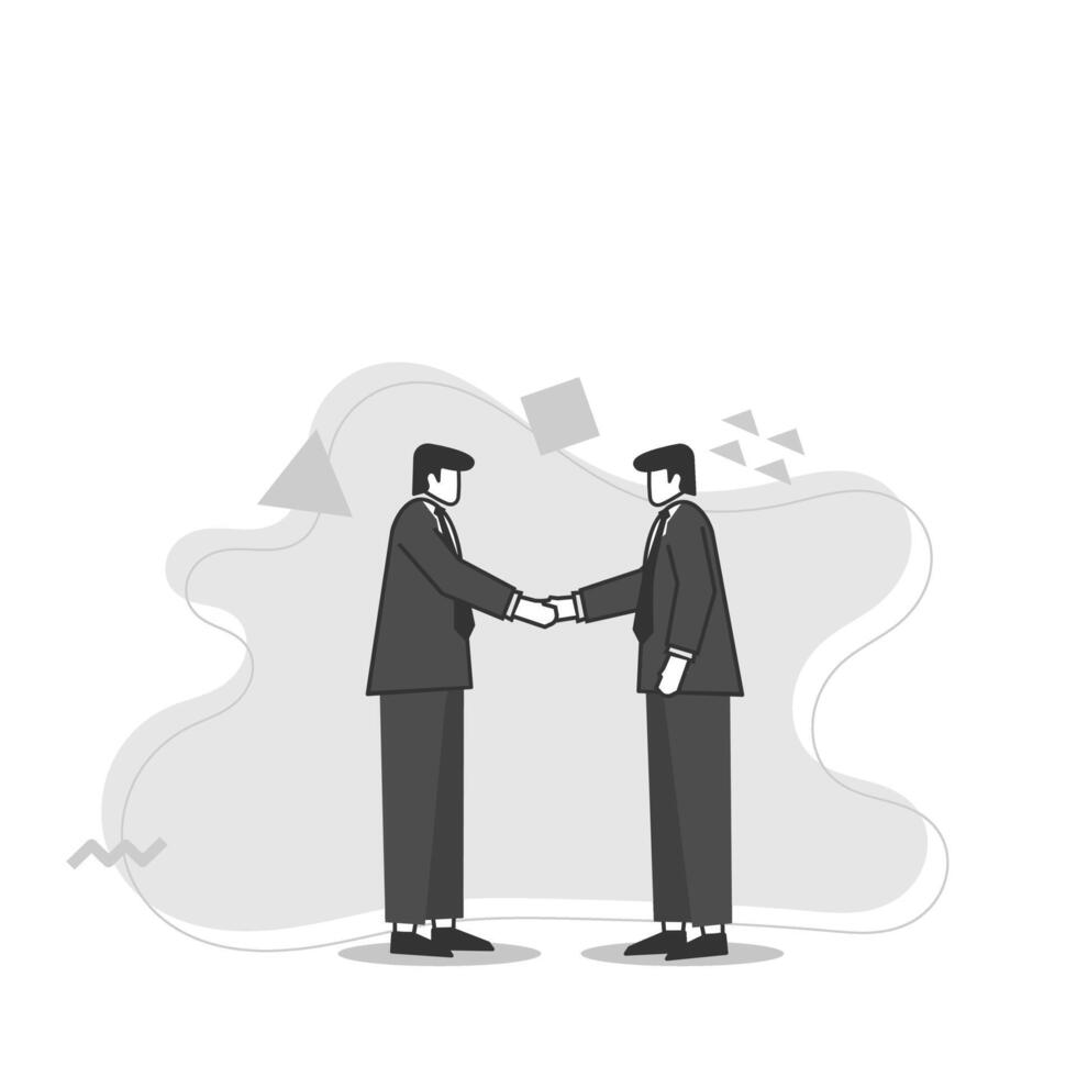 illustration of two businessmen shaking hands, making a deal vector