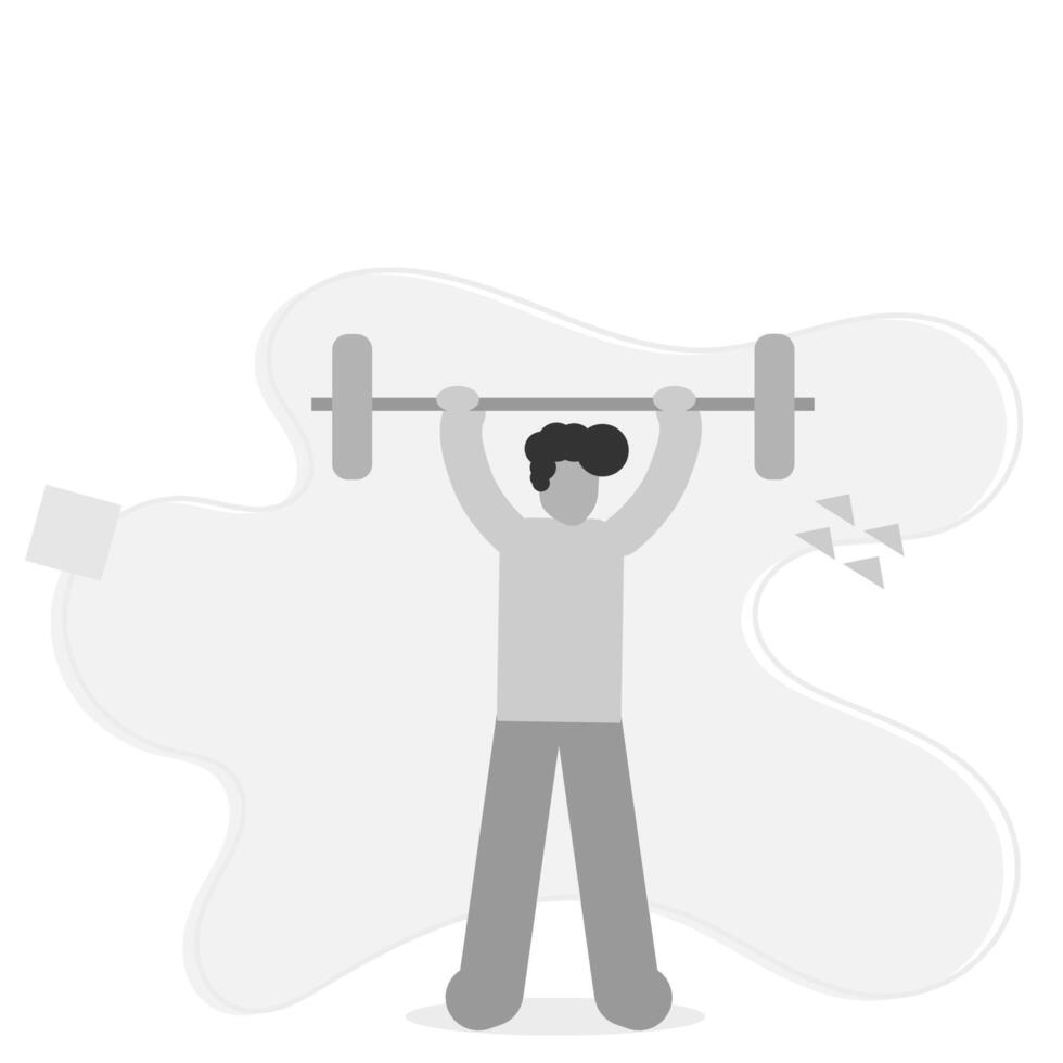 illustration of a flat character doing weight lifting vector