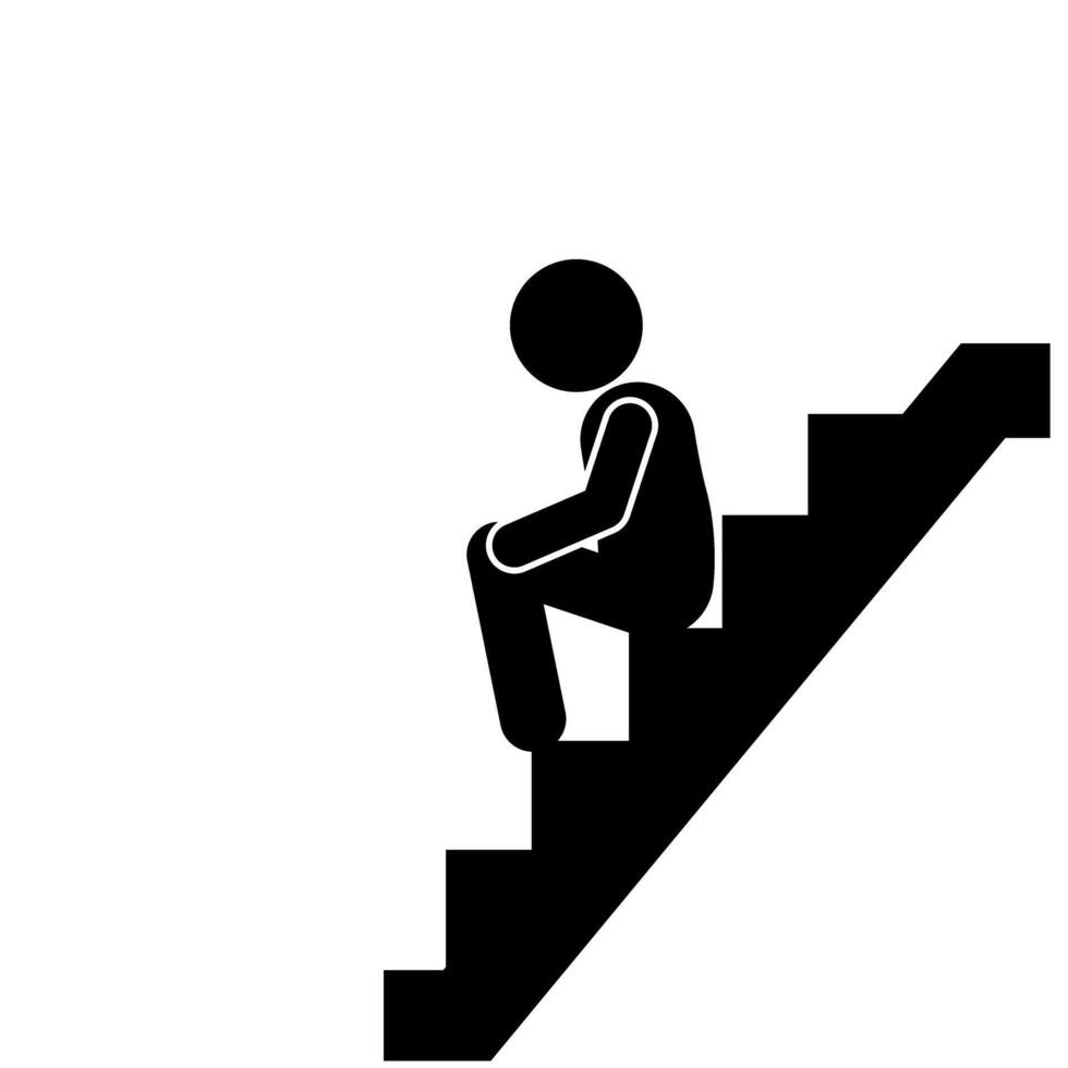 stick figure illustration sitting on stairs vector