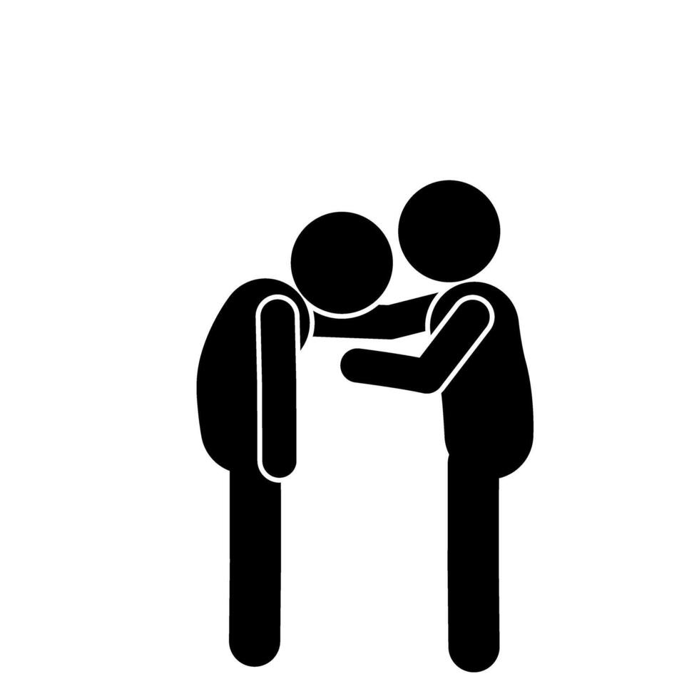 stick figure illustration facing each other giving wise advice vector