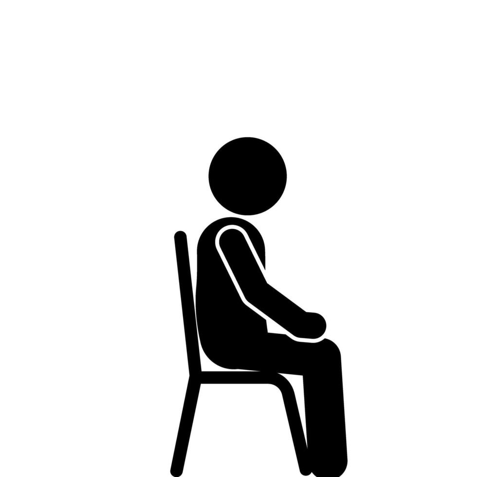 stick figure illustration sitting on a chair vector