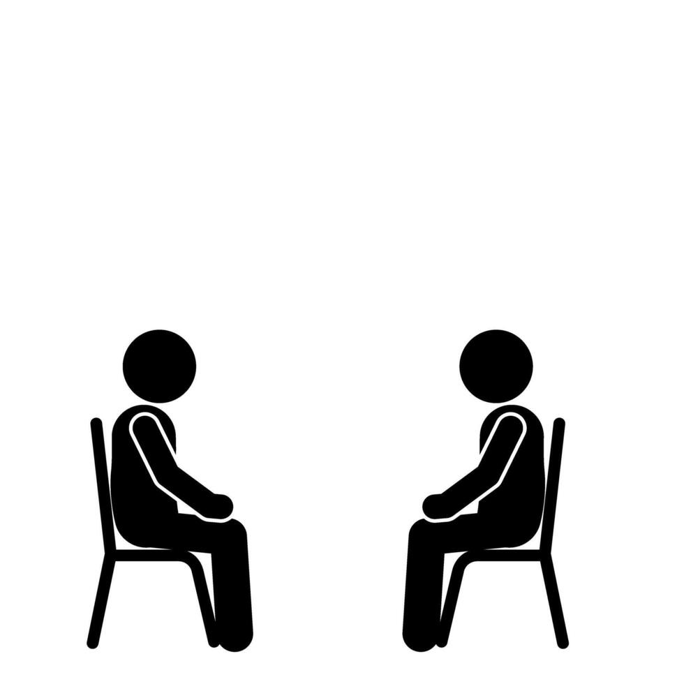illustration of stick figures sitting facing each other vector
