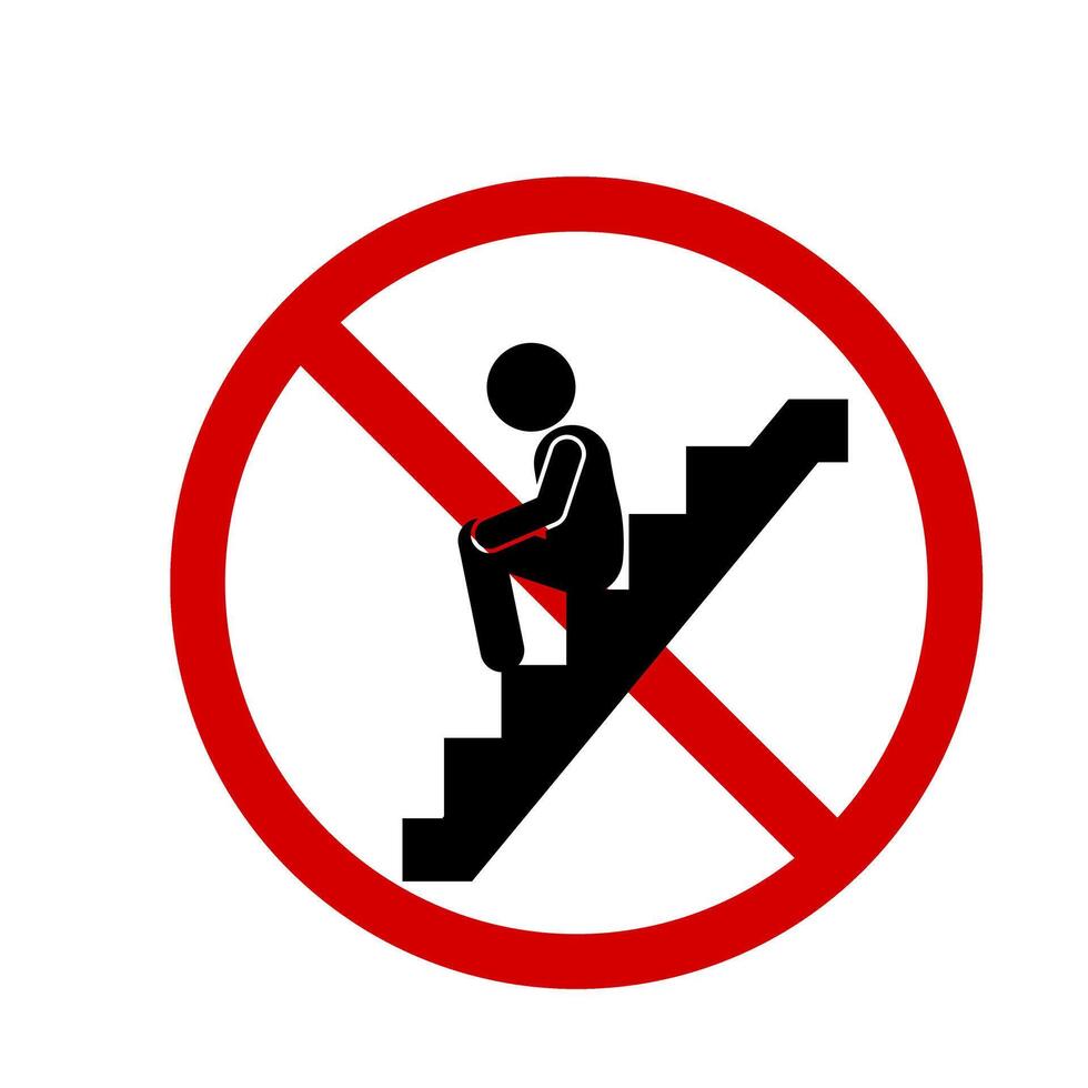 warning sign no sitting on stairs vector