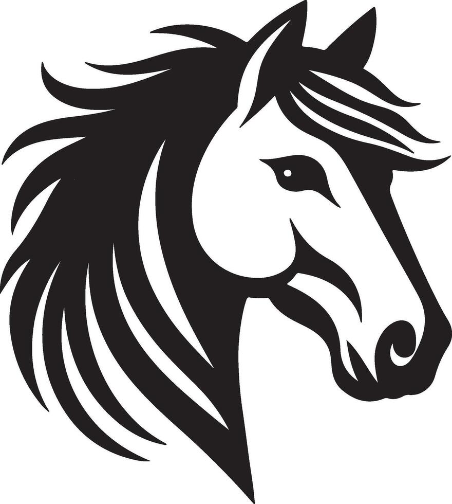 horse head design black and white color style for free download vector