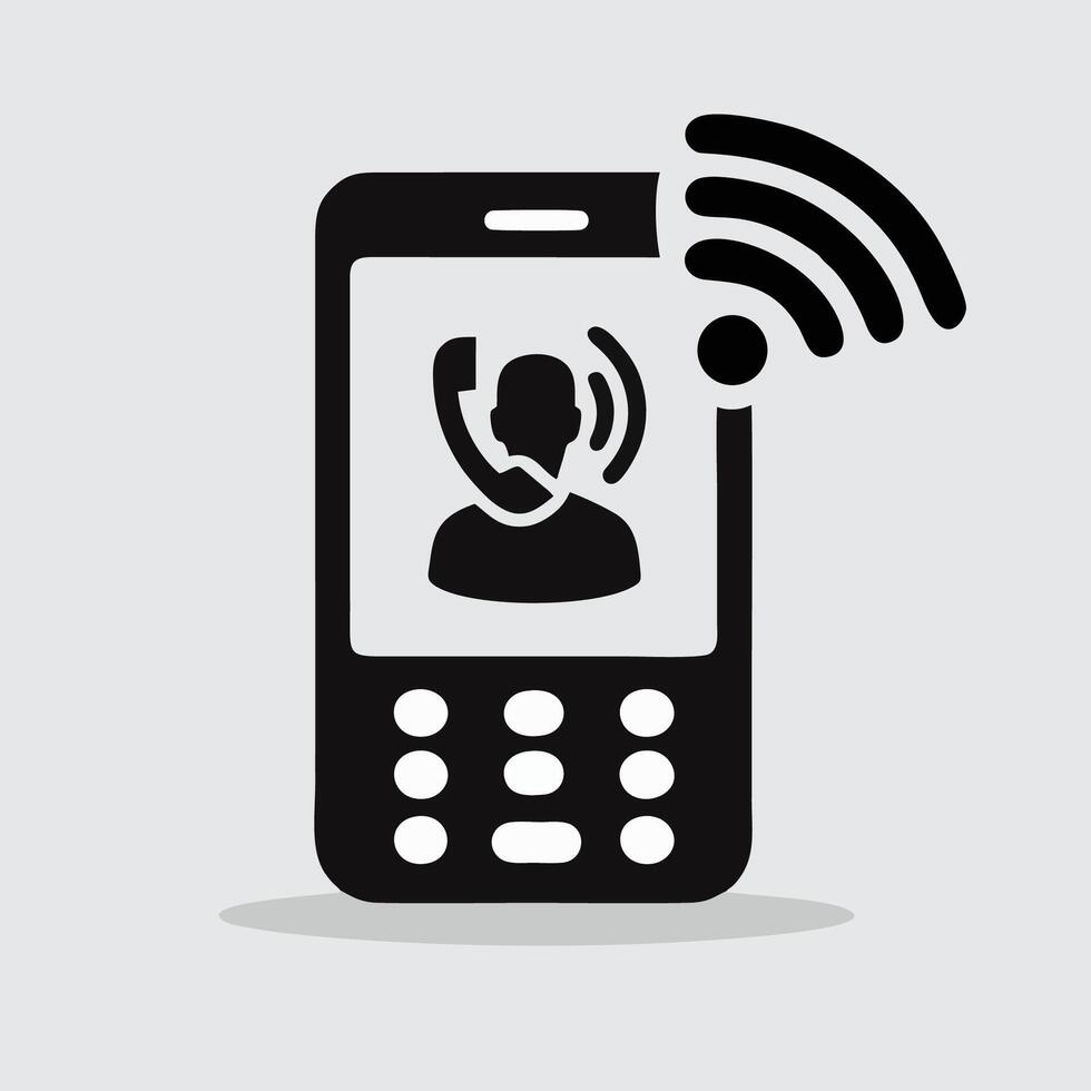 Smartphone icon silhouette with call screen vector