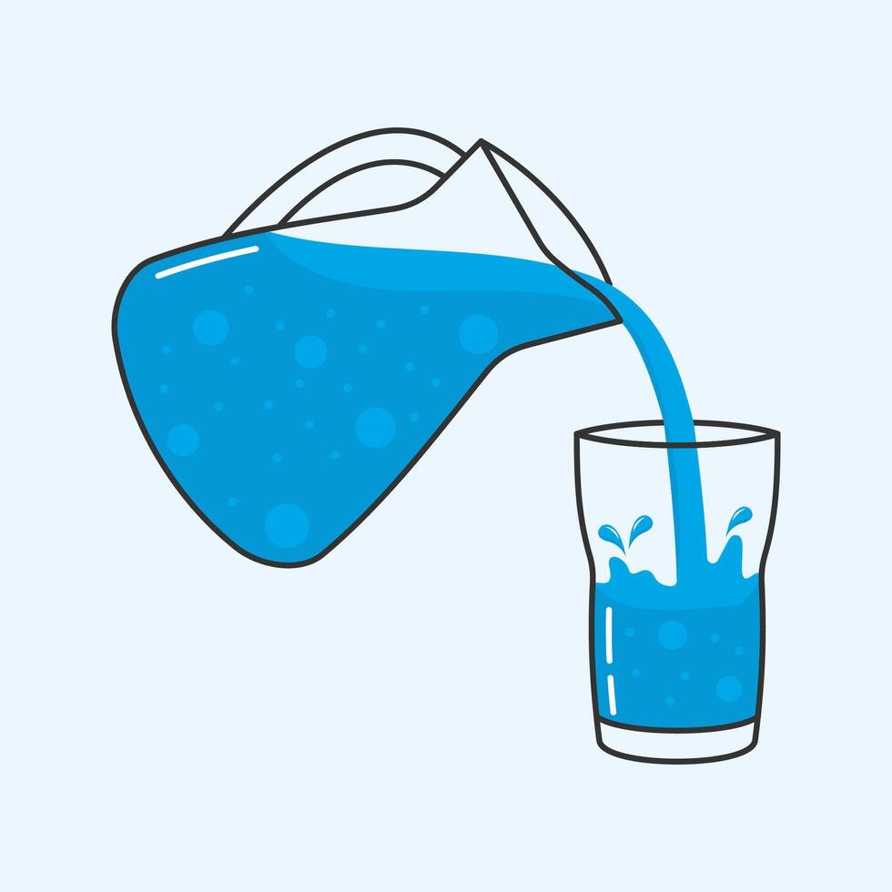 Illustration of Water Pouring from Jug into Glass vector