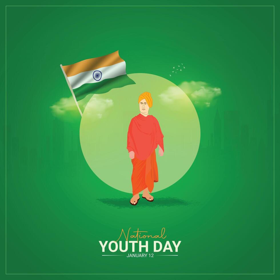 National Youth Day, Yuwa Diwas, anniversary celebrations of Swami Vivekananda vector