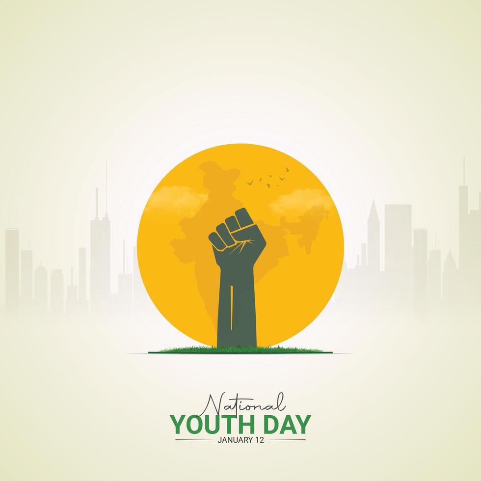 illustration Swami Vivekananda Jayanti National Youth Day Post Banner vector