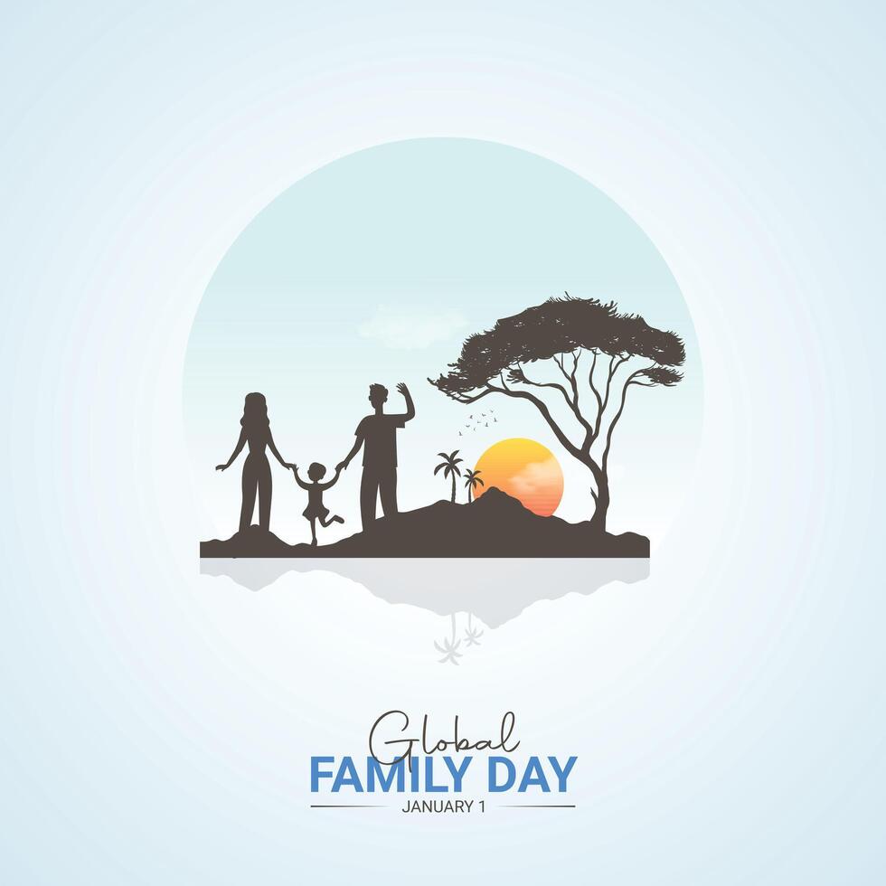 Global family day, january 1. template for banner, greeting card, poster of world family day. Global family day illustration. vector