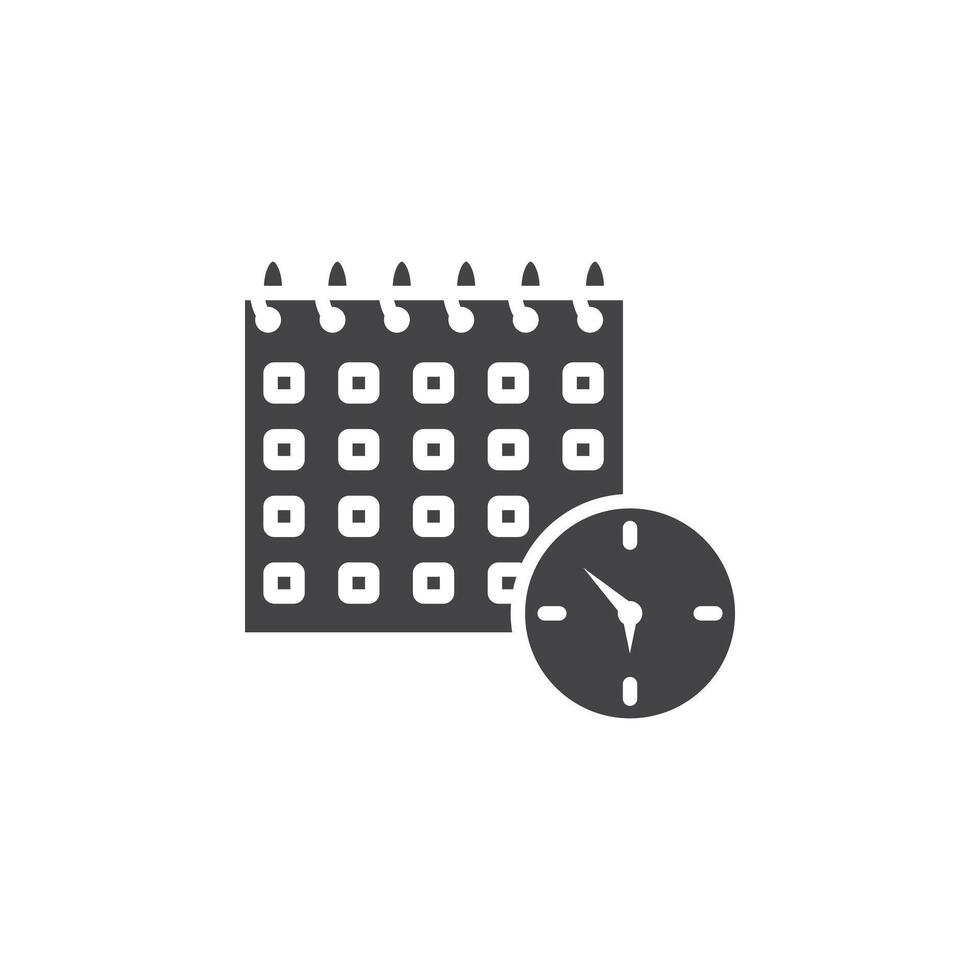 Calendar clock icon Symbol mark in filled style vector