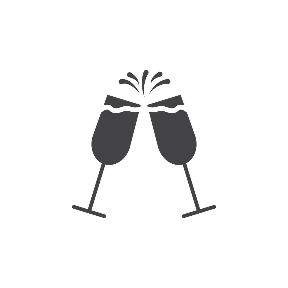 Clinking glasses icon Symbol mark in filled style vector