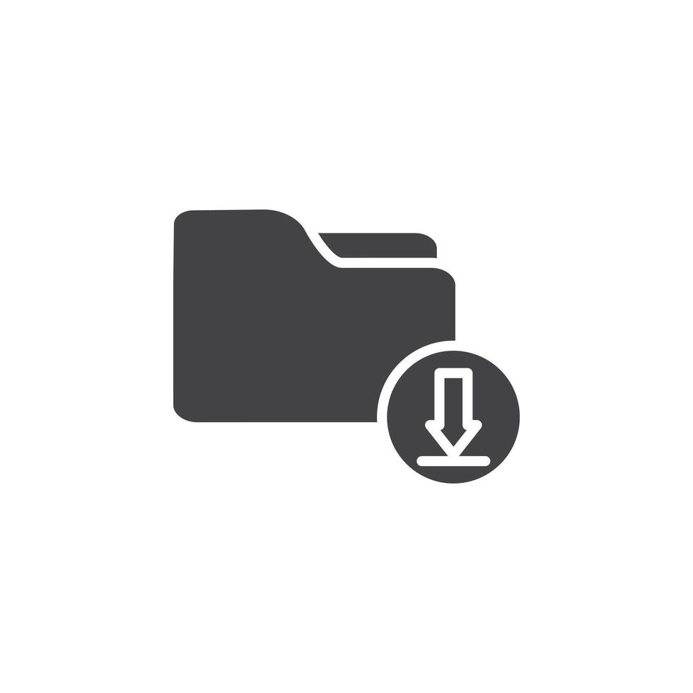 Folder download icon Symbol mark in filled style vector