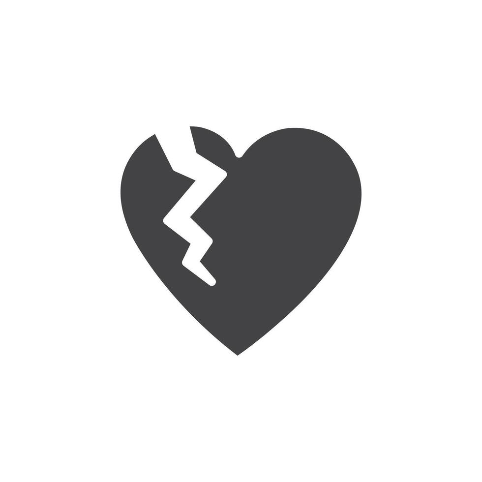 Broken heart icon Symbol mark in filled style vector