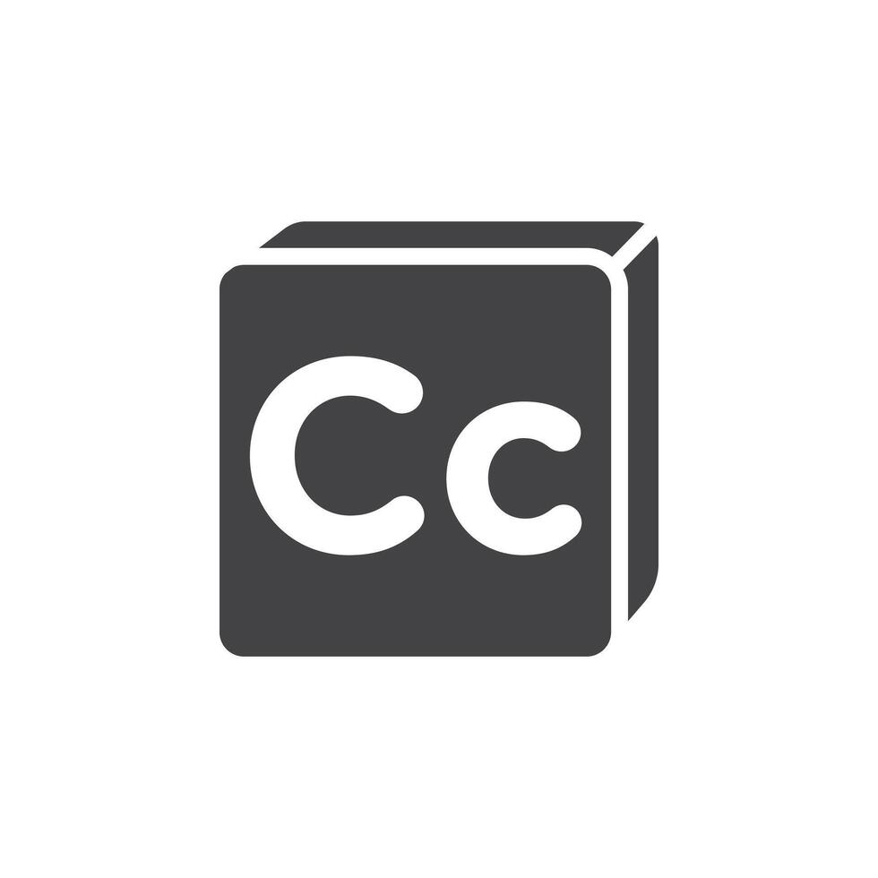 Closed caption icon Symbol mark in filled style vector