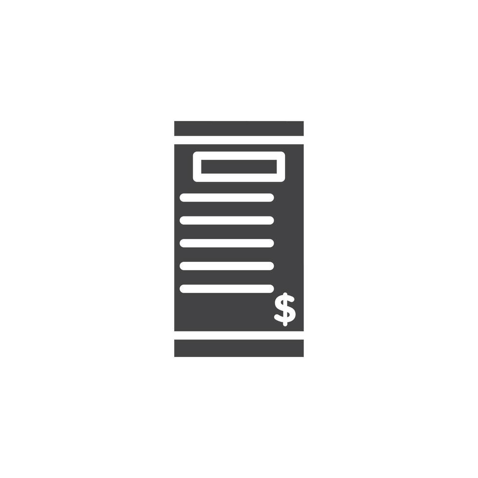 Receipt icon Symbol mark in filled style vector